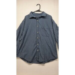 Mountain Lake Blue Plaid Button Down Mens Shirt Sz XL Chest Pocket